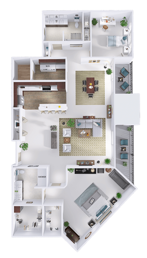 Floor plan for 2 beds, 2 baths, 1815 sqft